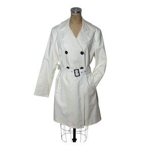 1980s white trench coat by Marvin Richards Size M